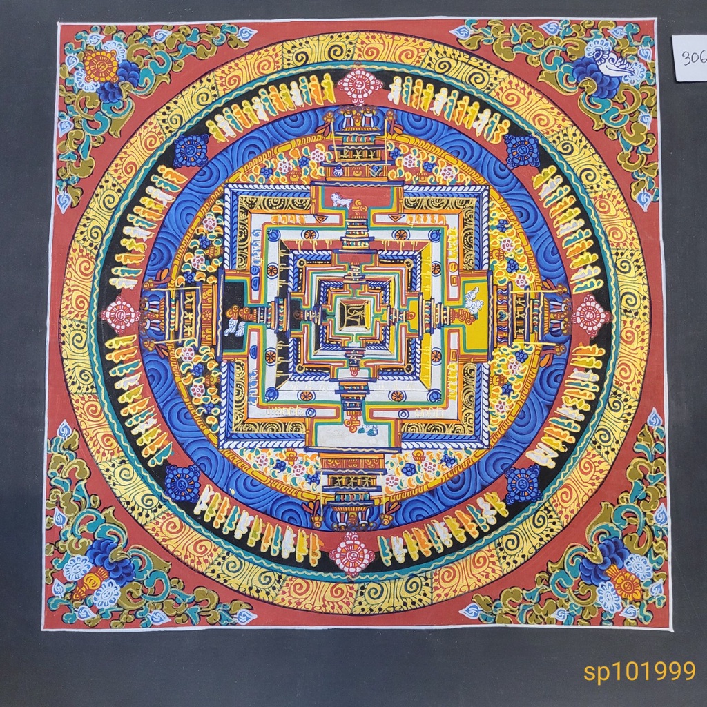 Tranh Mandala  Kalachakra Mật Tông [Kim Cương Hỷ Lạc] Vẽ Tay Nepal