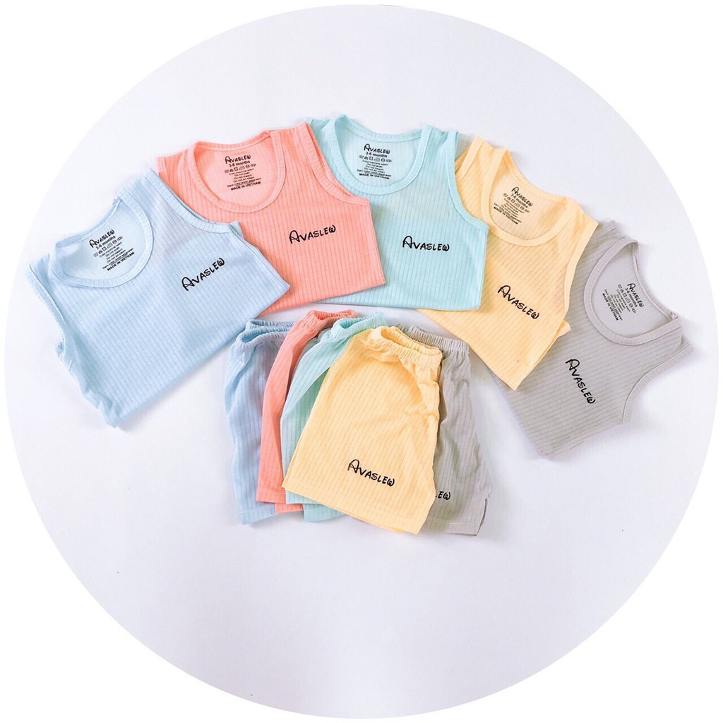 Bộ Ba Lỗ Sát Nách Cho Bé Trai Bé Gái Chất Cotton Gân Tăm Ava Siêu Mềm Mát - Quần Ao Trẻ Em Cho Bé Sơ Sinh 3kg đến 14kg