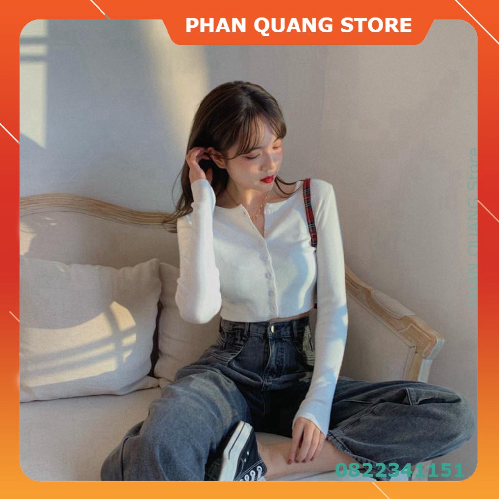 👗 Áo Croptop YAN Tay Dài Nữ - Áo len gân mỏng dài tay croptop phong cách Hàn Quốc - ÁO CARDIGAN dáng Ngắn CRT PQ-Shop