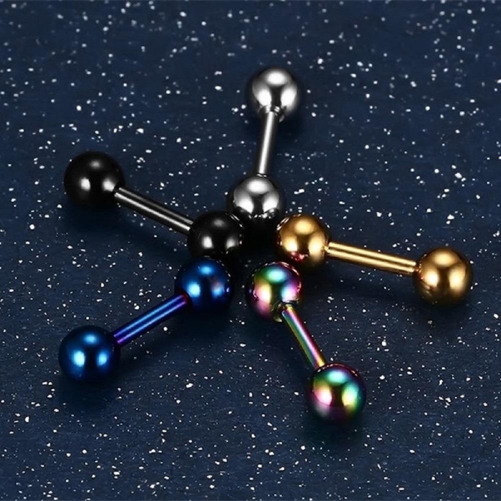 Hoa tai mạ kiểu quả tạ nhỏ phong cách thời trang đơn giản