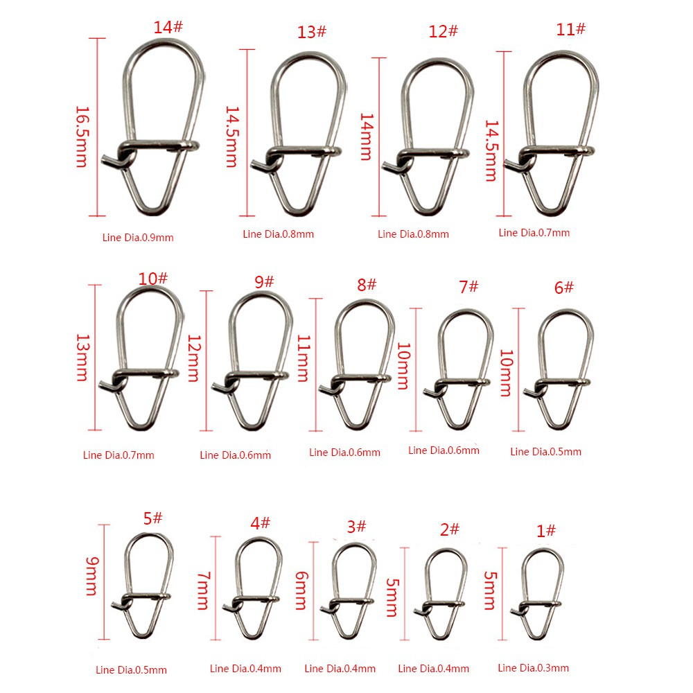 Bộ 100 Móc Khóa Hình Oval Bằng Thép Không Gỉ Bền Bỉ Chất Lượng Cao Cho Câu Cá