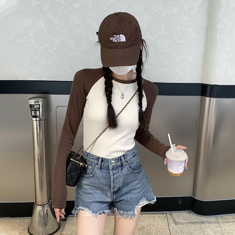 NZN Áo Thun Dài Tay Thiết Kế Mỏng Màu Sắc Nổi Bật Thời Trang Mùa Thu Dành Cho Nữ