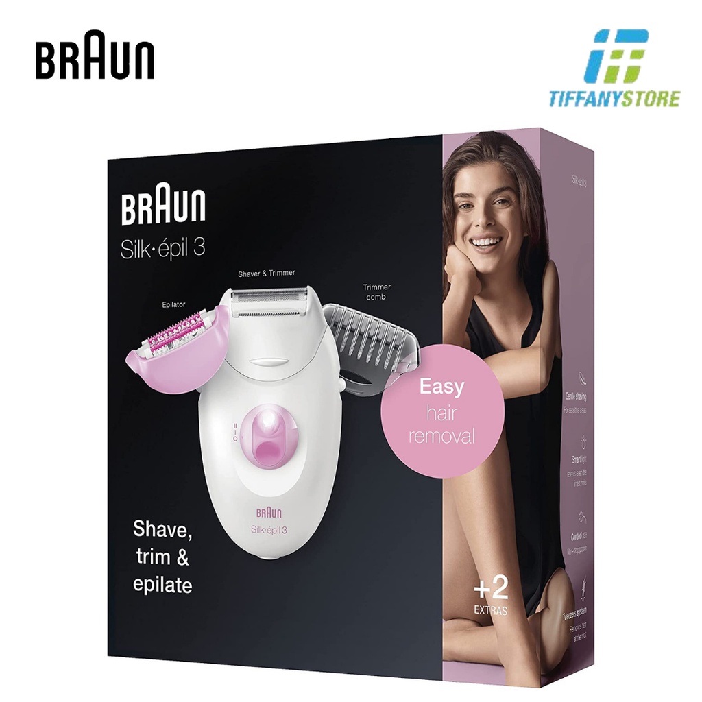 Máy nhổ lông Braun 3-3270 Silk Epilator - Tẩy lông tay chân, body - chính hãng nhập từ Mỹ - Made In Germany