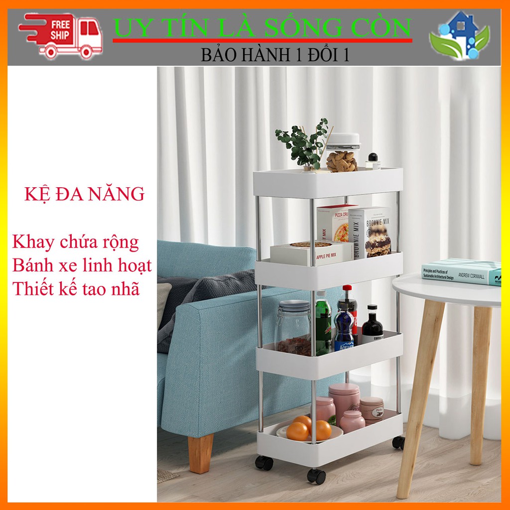 [MẪU MỚI] KỆ ĐỰNG MỸ PHẨM 4 TẦNG CÓ BÁNH XE XOAY 360 (KMPX)