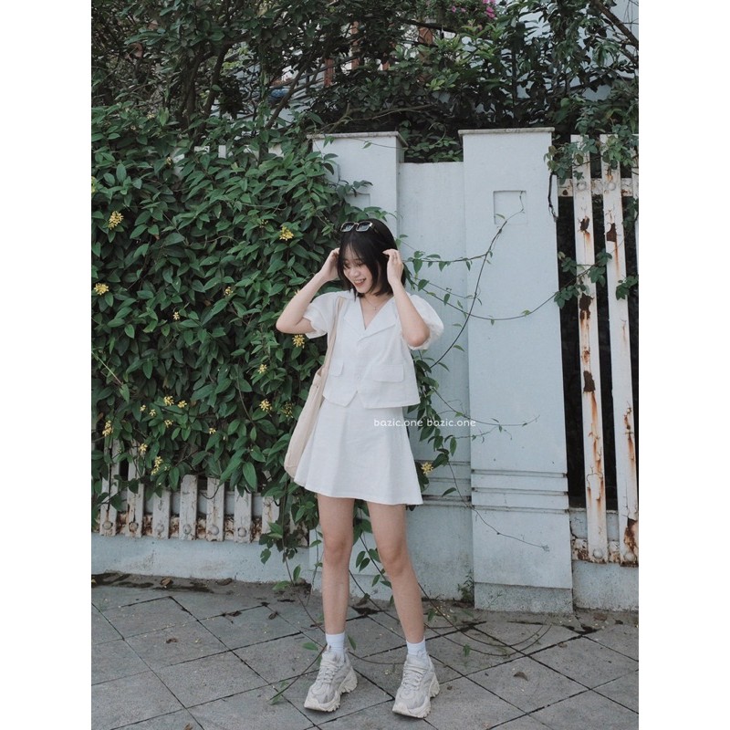Set áo chân váy linen Bazic one