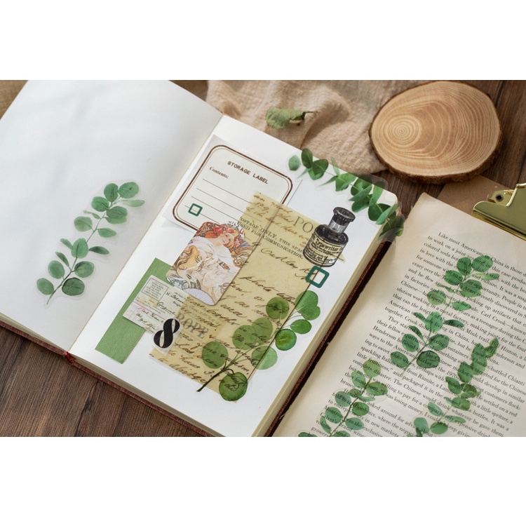 Gói 40 sticker dạng PET hoa lá cỏ