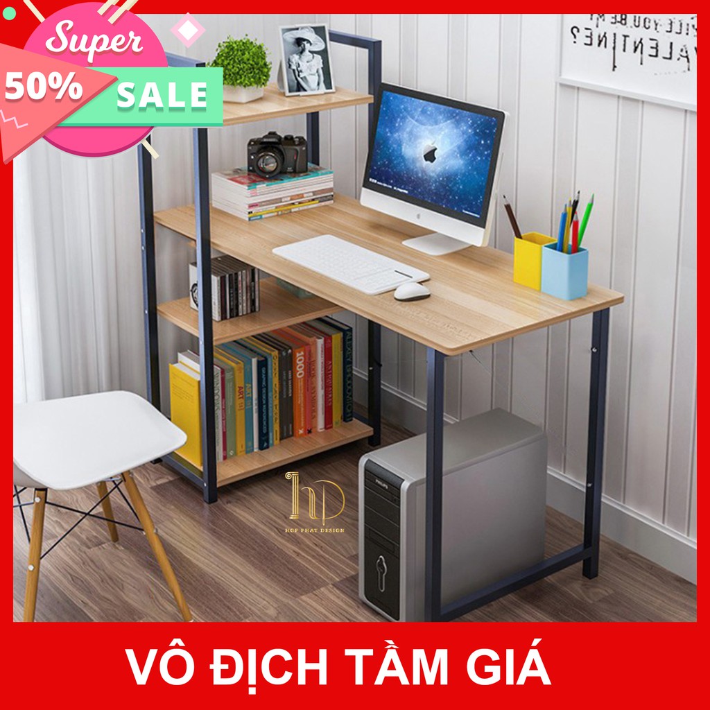 🎖️Ảnh thật🎖️Bàn Máy Tính Liền Kệ Sách có khung sắt phủ Melamin chống thấm