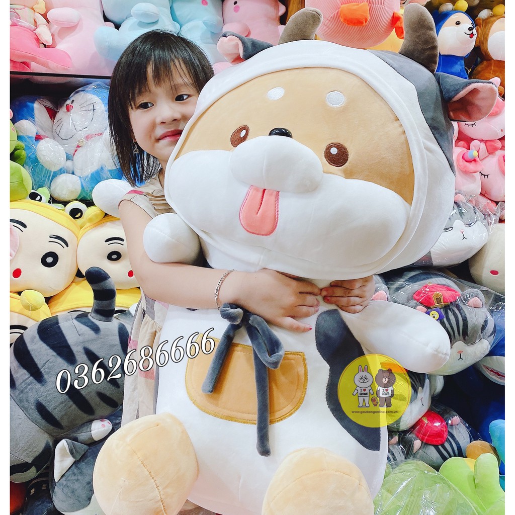 Gấu bông chó Shiba lè lưỡi cosplay kì lân bò sữa quả bơ kích thước 40-50-80cm Xưởng gấu bông Việt Nam