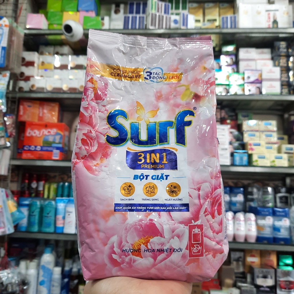 Bột giặt 3 tác động Surf 3in1 Premium Hương Hoa Nhiệt Đới 720g