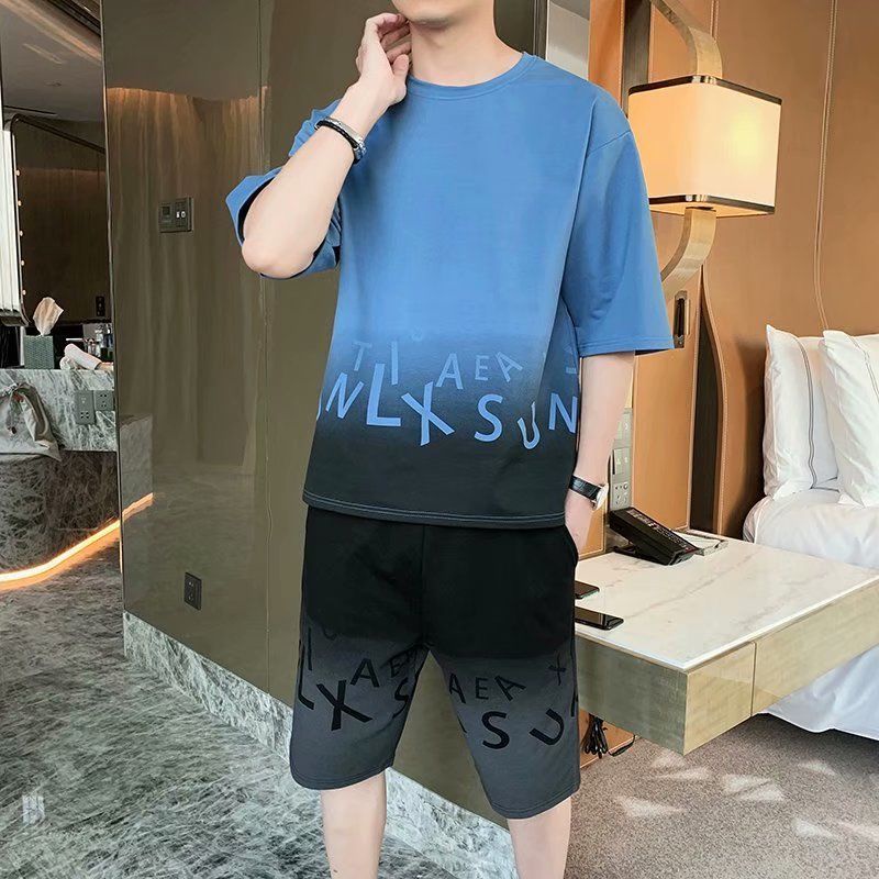 Bộ Quần Áo Thể Thao Tay Ngắn Thiết Kế Trẻ Trung Năng Động Phong Cách Hàn Quốc Cho Nam