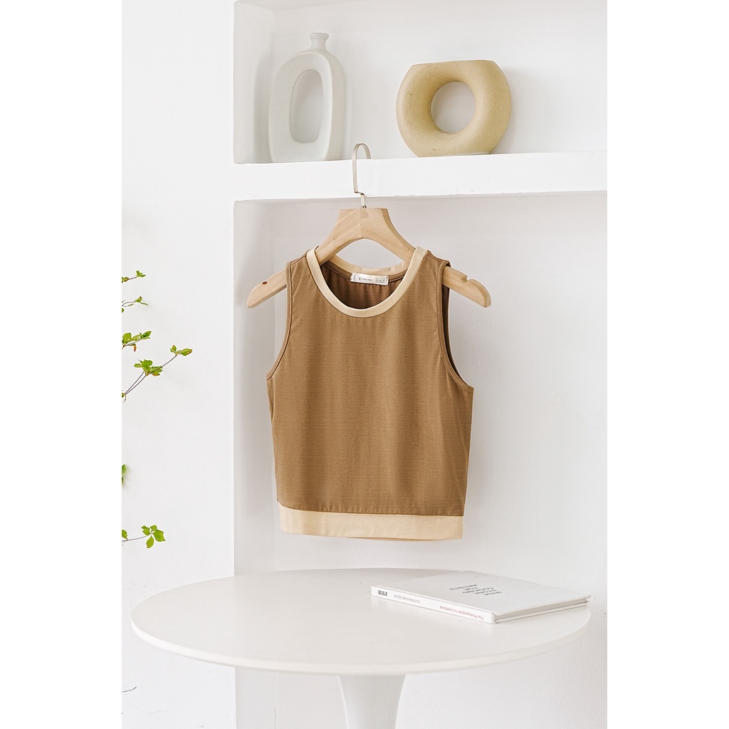 Áo Croptop VIEN TRAN Ba Lỗ Phối Màu V61R22H052