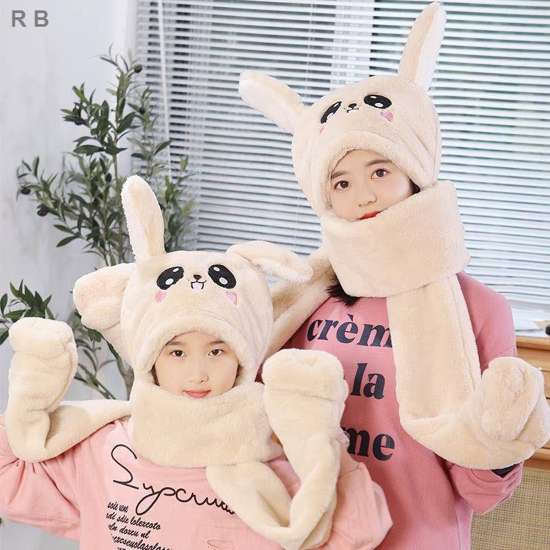 Bộ nón tai thỏ kèm khăn choàng cổ và găng tay giữ ấm mùa đông cho bé