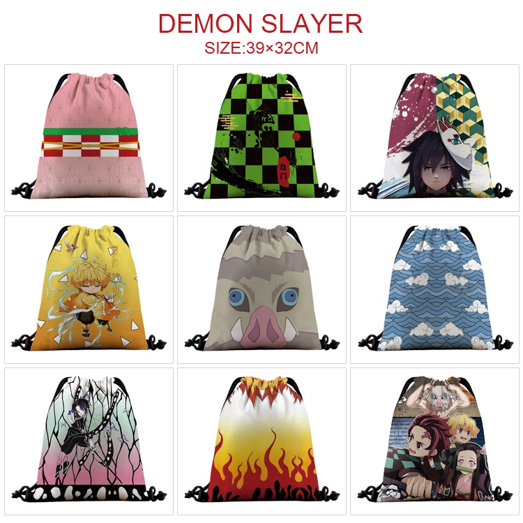 Balo Demon Slayer Ba Lô Dây Rút Họa Tiết Hoạt Hình Anime Cho Học Sinh