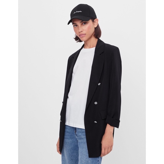 Bershka Đức  Áo blazer sale auth new tag cao cấp chính hãng BSK có sẵn vest khoác form dáng dài có lót hai 2 lớp độn vai