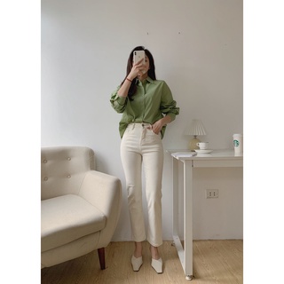 Quần jeans slimfit Clover Q-8528, quần bò nữ dáng slim cạp cao