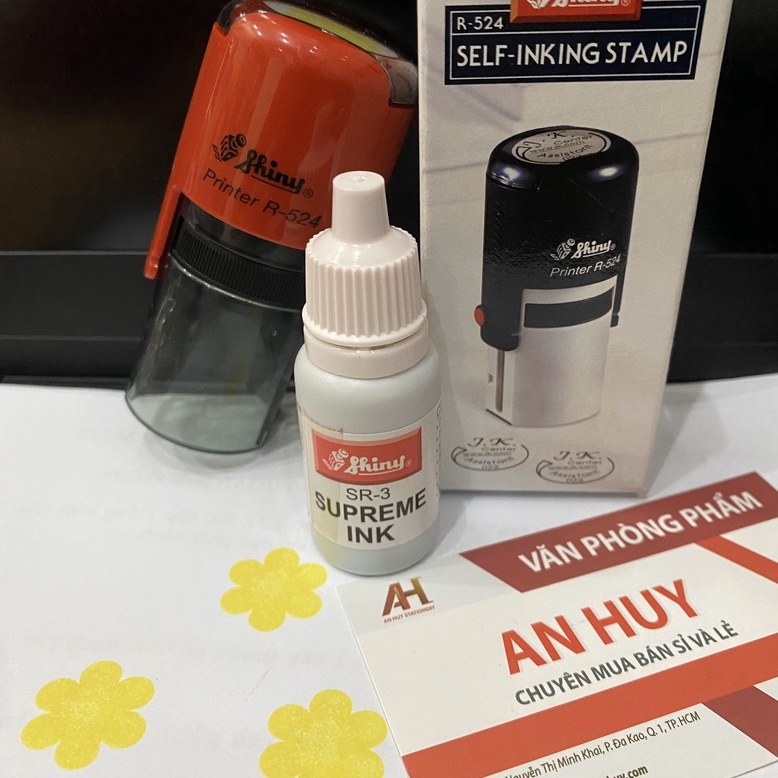Combo dấu Shiny R-524 và hộp mực SR-3