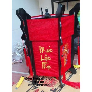 Đèn gỗ lục giác thêu phúc lộc thọ size 40