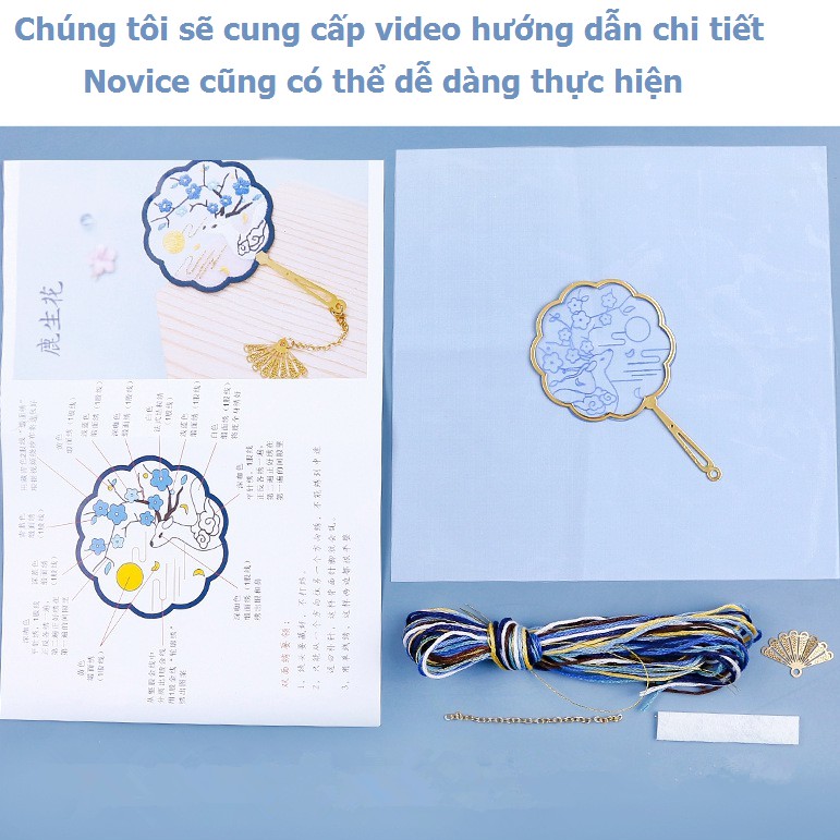 Thêu Handmade/Phụ Kiện/Móc khoá/kẹp sách DIY thêu hoa