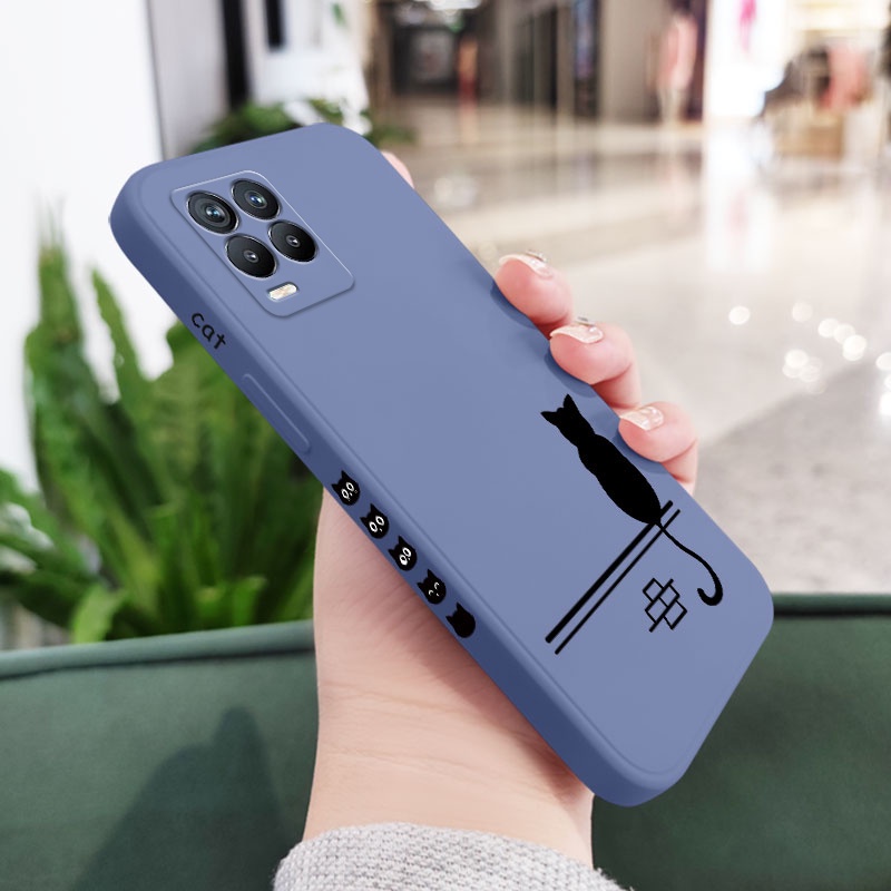 Ốp Điện Thoại Silicon Dẻo Họa Tiết Chú Mèo Dễ Thương Cho Realme 8 8i Pro 4G 5G