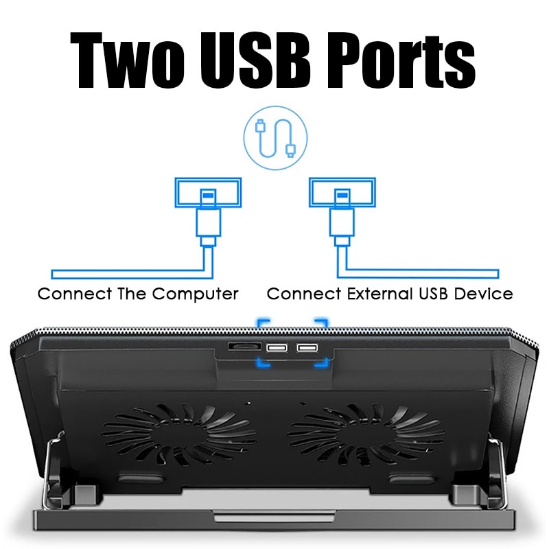 DANYCASE Two USB Laptop Stand With Cooling Fan Large Size Cooling Pad Notebook Support Gaming Cooler With Two Fans A130