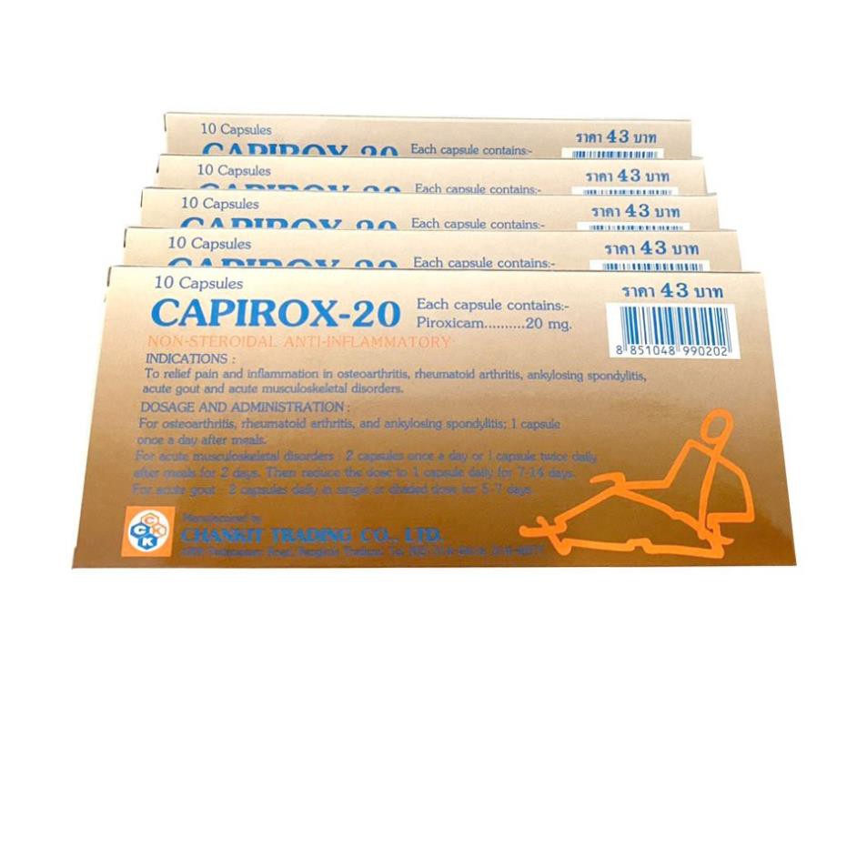 Lốc 10 Hộp Viên uống đau xương khớp gout Capirox 20 Thái Lan