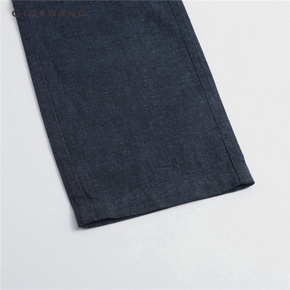 Quần nam GIORDANO 01111349 vải cotton linen mặc hàng ngày