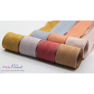 Ruy băng da lộn HQ cỡ 38mm, dùng làm phụ liệu may mặc, phụ kiện tóc, thời trang, nơ bờm, bó hoa