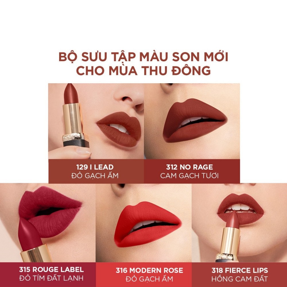 Son thỏi mịn lì L'oreal Color Riche Matte 318 FIERCE LIPS (HỒNG CAM ĐẤT) 3.7G