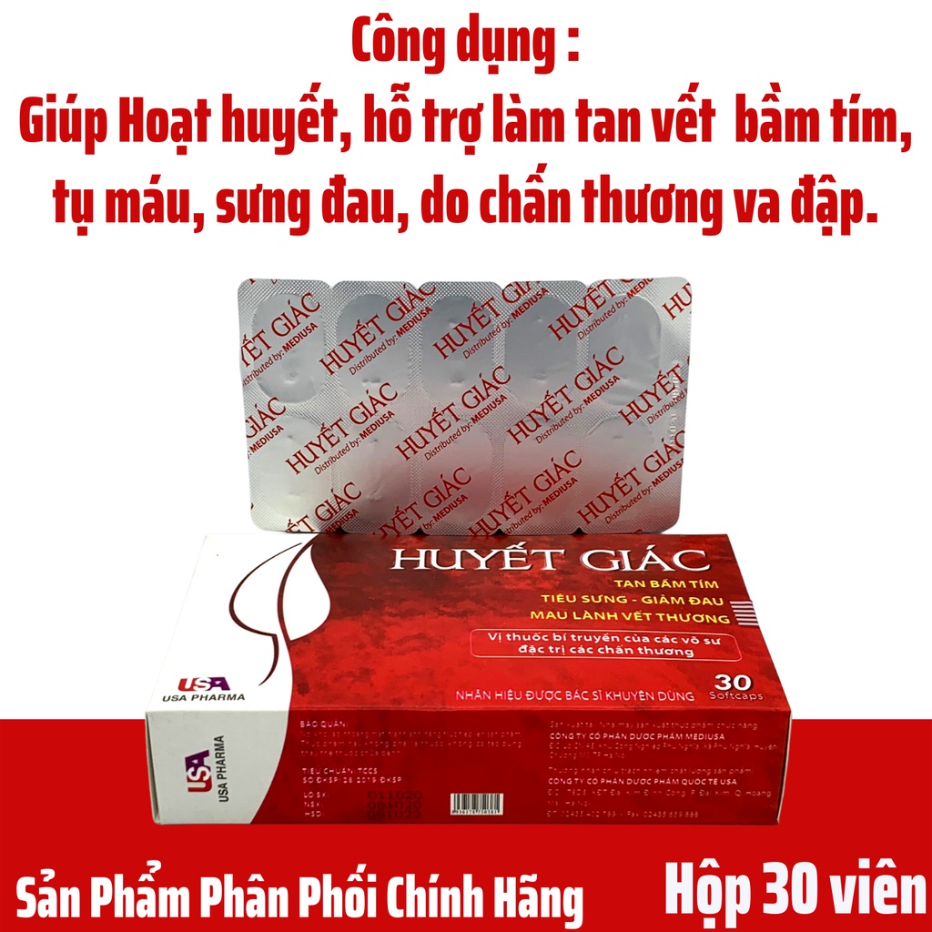 TPCN Huyết Giác giúp tan bầm tím, tiêu sưng, chấn thương va đập- Hộp 30 viên
