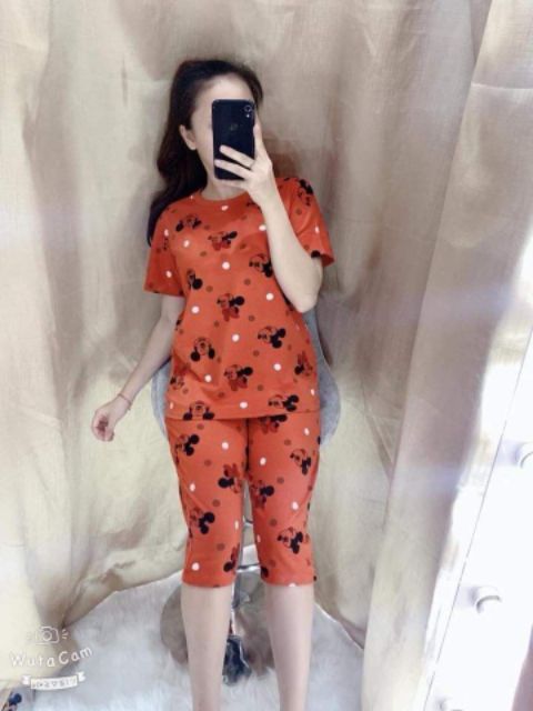 Đồ bộ mặc nhà nữ vải thun Cotton đẹp hình Mickey nhiều màu. | BigBuy360 - bigbuy360.vn
