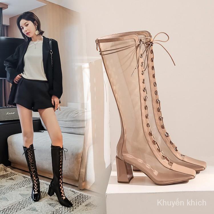 Giày bốt cao gót thời trang hè quyến rũ cao cấp cho nữ