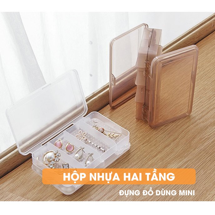 Hộp nhựa đựng nhẫn/ bông tai/vật dụng/nhẫn nhỏ trong suốt tiện lợi ( MUA 1 TẶNG 1 STICKER)