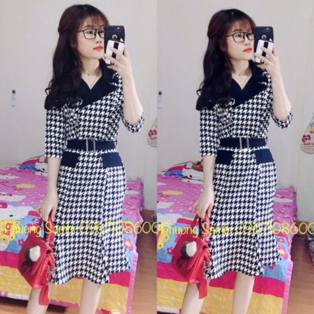 Váy kiểu cổ vest ôm body đuôi cá