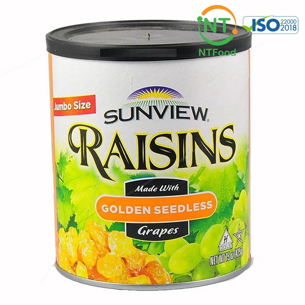 (Date T5/2023) Nho khô Mỹ không hạt Sunview Raisins Golden Seedless 425 gram - Nhất Tín Food