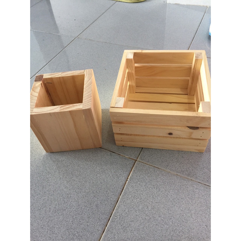 Chậu Gỗ trồng hoa, để đồ đa năng hàng gỗ thông tự nhiên