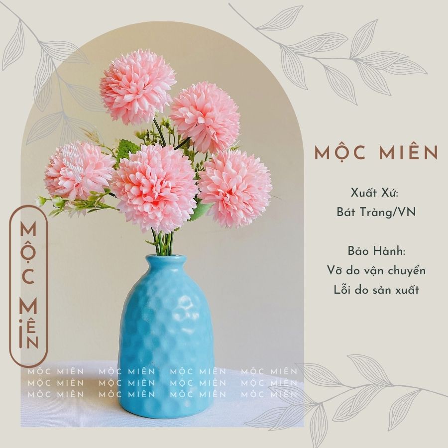 Lọ hoa mini decor màu Pastel Xanh Mint, Xanh Dương, Xanh Ngọc, gommocmien bình gốm sứ Bát Tràng
