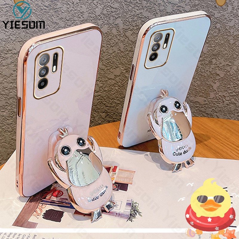 Ốp Điện Thoại Silicon Mềm Chống Sốc Có Giá Đỡ Hình Vịt Dễ Thương Cho OPPO Reno 6 6Z 5 4 5F 4F 2F 4G 5G