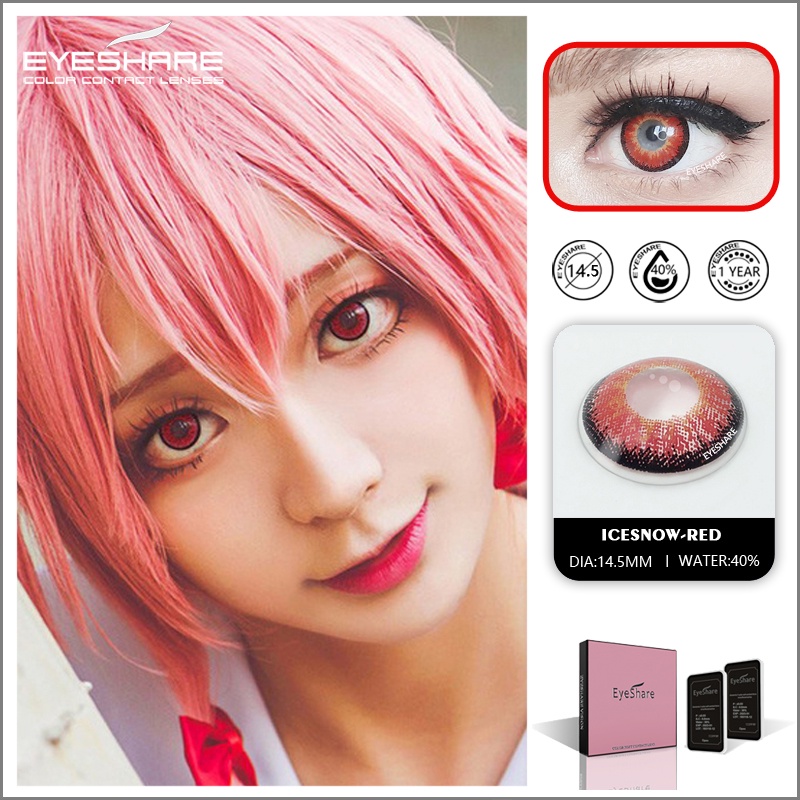 1 Cặp Kính Áp Tròng Màu Đỏ Hình Anime Naruto Dùng Trang Điểm Hóa Trang Dịp Halloween 0.00 Độ