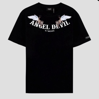 Áo thun angel devil tay lỡ cổ tròn form rộng unisex