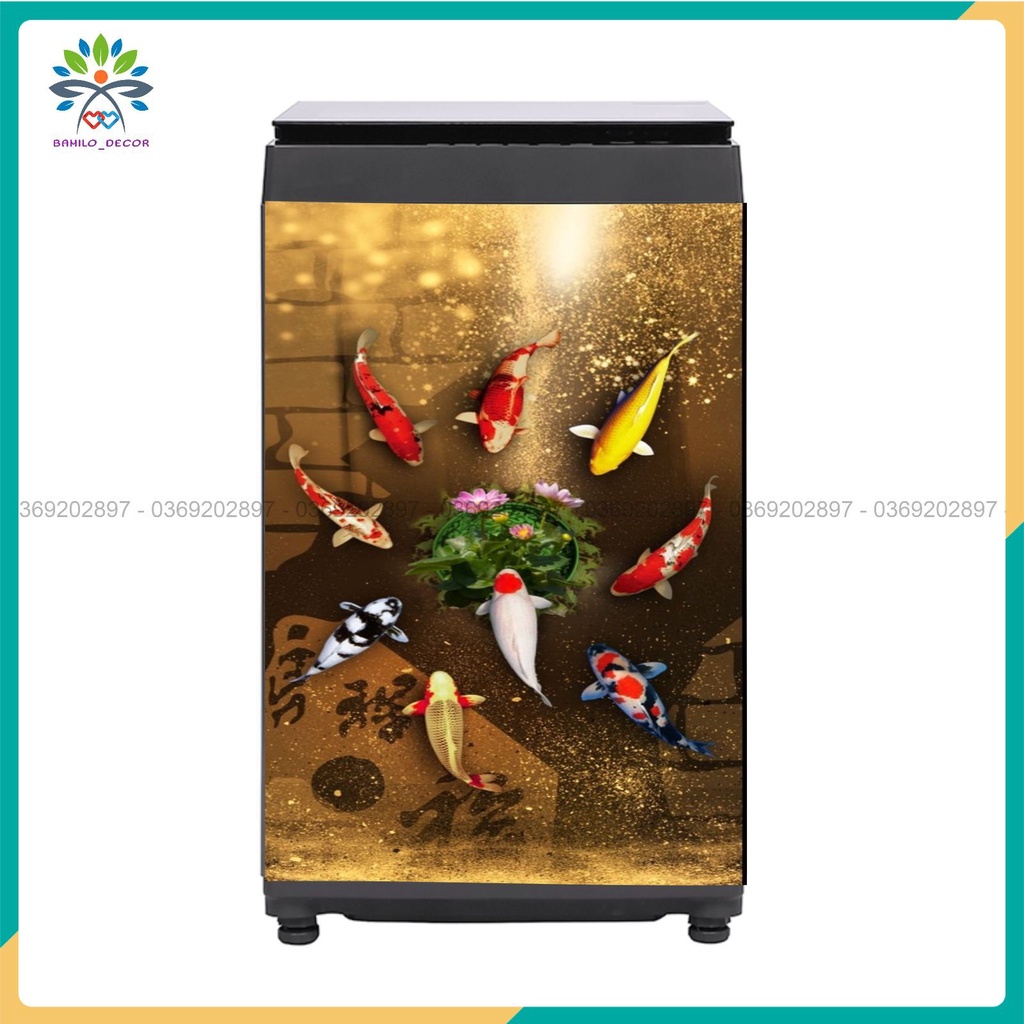 Miếng dán máy giặt chất liệu decal chống thấm, hình ảnh đẹp sắc nét, keo bám chắc chắn