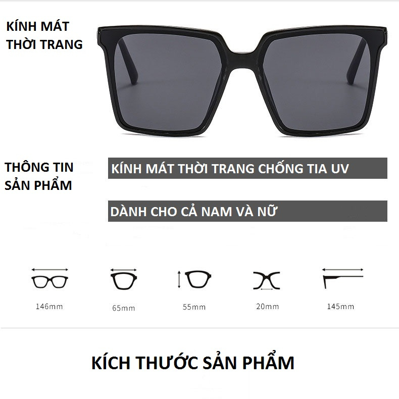 Kính mát nữ mắt vuông thời trang phong cách Hàn Quốc chống tia UV đẹp giá rẻ 4YOUNG 210