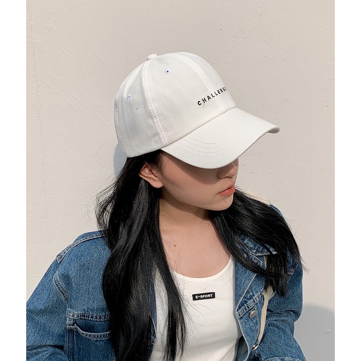 Mũ nón lưỡi trai thêu chữ Challenge unisex nam nữ Hàn Quốc đẹp rẻ - Nón kết