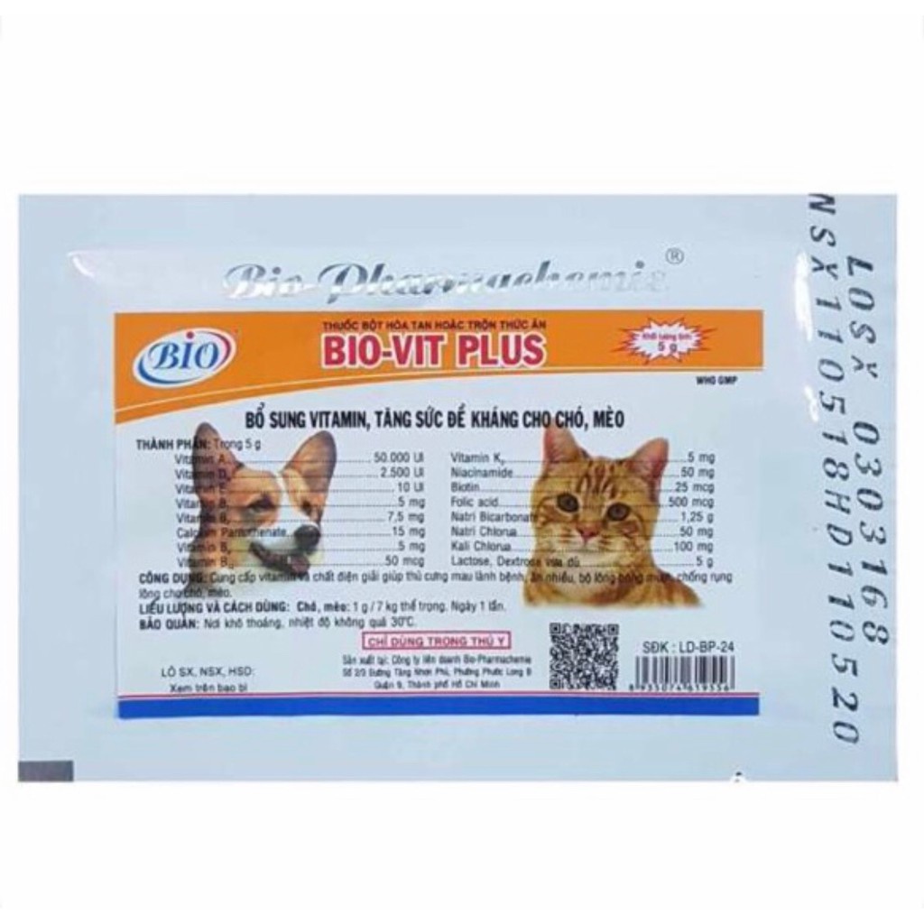 Bột Vitamin Bio VIT PLUS tăng đề kháng chó mèo gói 5g - Mixo Pet Town