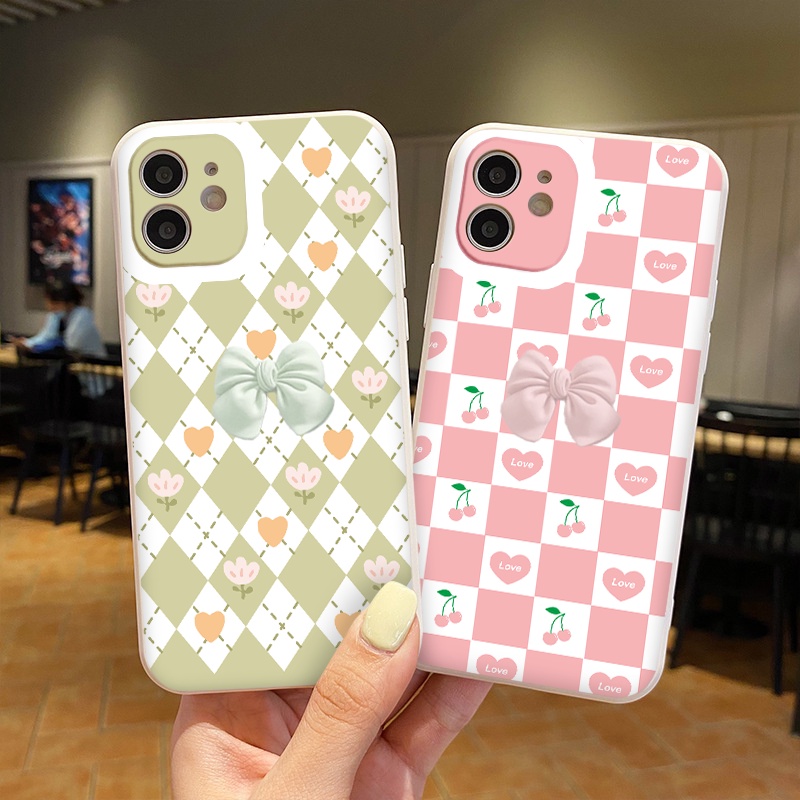 Ốp lưng iphone cạnh vuông lỗ camera nơ cherry 6/6splus/7/7plus/8/8plus/x/xr/xs/11/12/13/pro/max/plus/promax