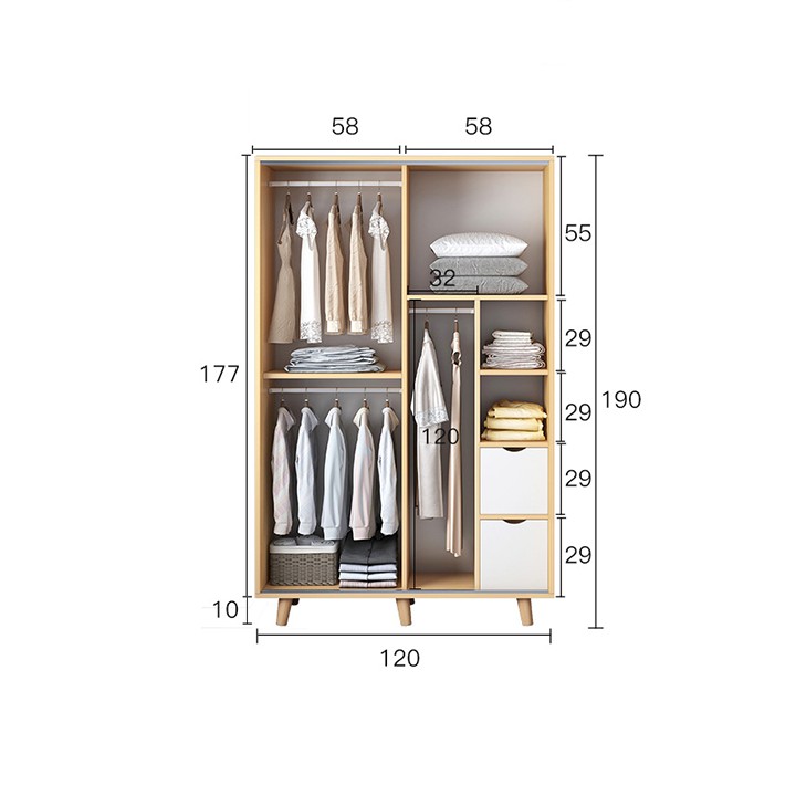 [Ảnh thật] Tủ quần áo cửa lùa rộng 1m2, tủ quần áo đẹp QA120