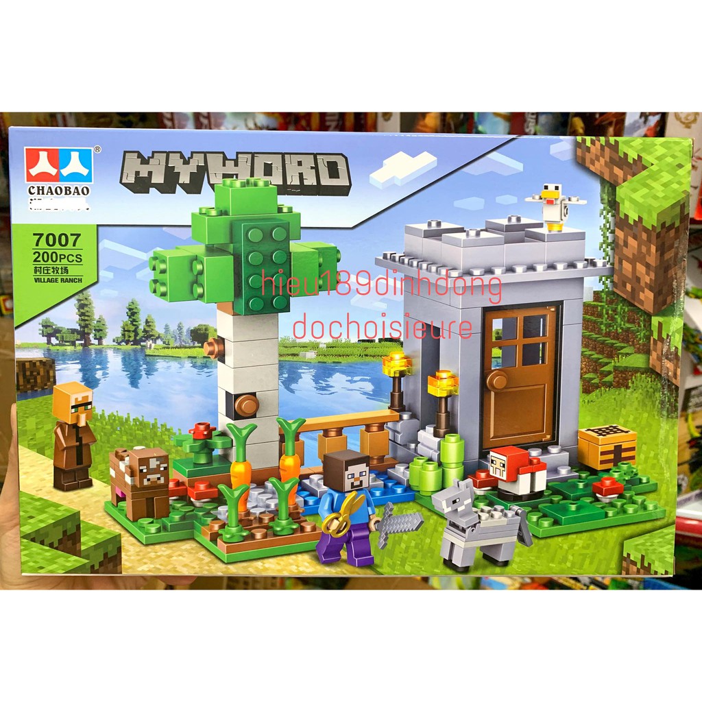 Lắp ráp xếp hình not Lego MineCraft My World 7007 : Hiệp sĩ cưỡi ngựa bảo vệ dân làng và khu vườn 200 mảnh