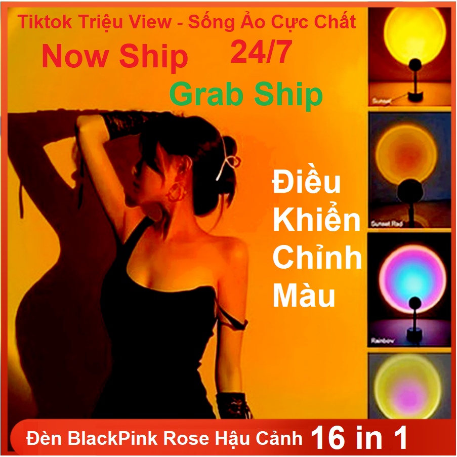 【HOT TIKTOK HÀNG SẴN】ĐÈN LED 16in1 chiếu hiệu ứng bình minh hoàng hôn làm đèn DECOR trang trí, có thể điều chỉnh độ cao