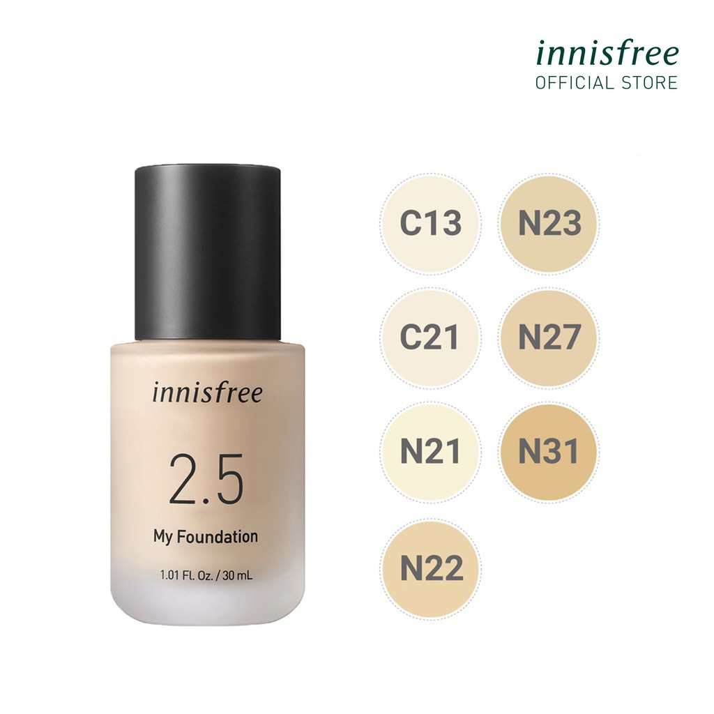 (Phiên bản mới) Kem nền trang điểm innisfree My Foundation 2.5 30ml