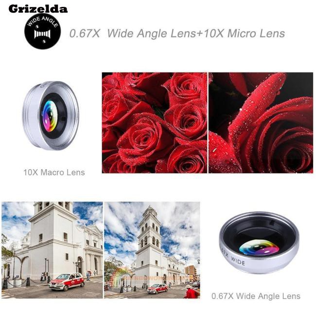 Ống Kính Góc Rộng 180 Độ + 10x Micro Lens + 0.67x Cho Điện Thoại Iphone 7 / 6s / 6 / 5s