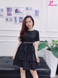 Đầm tầng buộc nơ eo